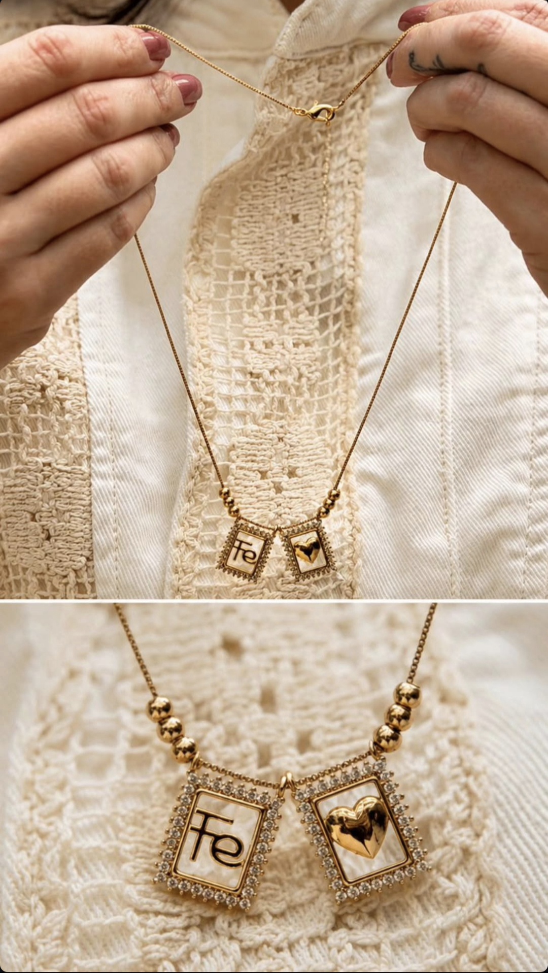 Colar dourado Brilho de Sofie em detalhe